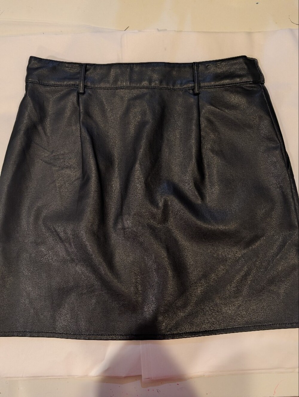 Black Faux Leather Mini Skirt with Front O-Ring Zip sexy goth punk going out - Picture 3 of 7
